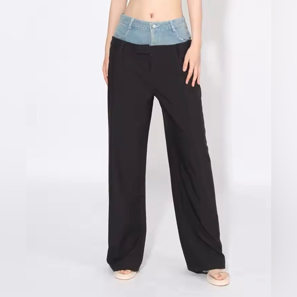 NEW WOMENS COLOR-BLOCK PATCHWORK PANTS